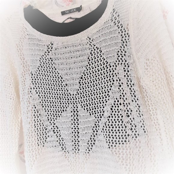 SALE EUC Beautiful Nic+Zoe Crochet Sweater Size PP - Picture 8 of 8